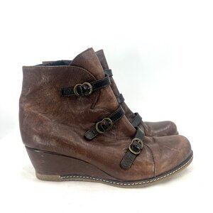 Eric Michael Lena Web Brown Leather Booties Women’s 7.5 8 EU 38